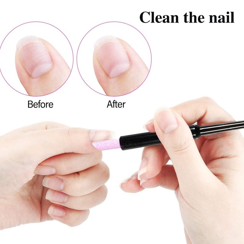 SILPECWEE 4 Pieces Pumice Stone Nail File Professional Precision Filing Cuticle Remover Cuticle Remover Nail Pusher Quartz Stone Nail Pen Manicure Stick Nail Art Tools for Salon Nails Care Supplies - Image 2